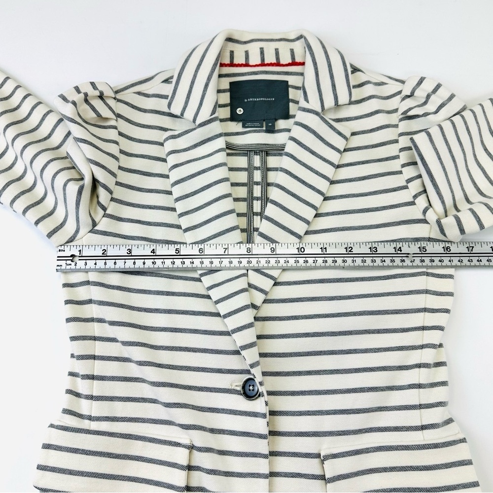 Anthropologie Francoise jersey stripe blazer Gray Ivory Knit Womens XS - Picture 7 of 16